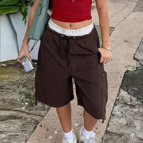 Brown cargo cargo shorts for casual summer outings