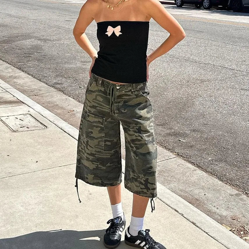 Women's camo cargo shorts for casual summer outings