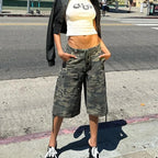 Women's cargo cargo shorts in camo pattern, perfect for casual outings