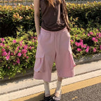 Women's pink cargo joggers in lightweight fabric, perfect for casual outings