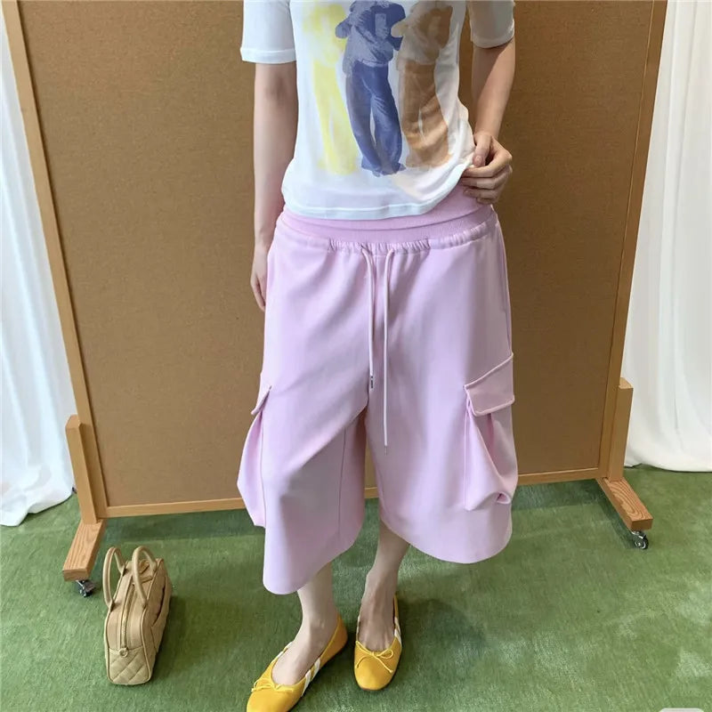 Women's pink cargo joggers, cotton material, casual wear