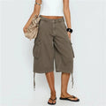 Women's cargo pants in olive green, lightweight cotton for casual wear