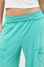 Women's teal cargo pants, soft material, perfect for casual outings