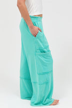 Women's turquoise cargo pants, soft fabric, perfect for casual outings