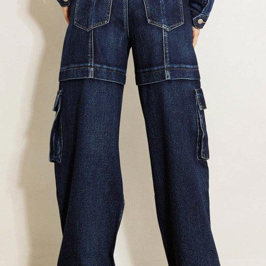 Women's Jeans Cargo Pocket Wide Jeans