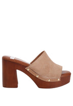 Cartera Soft Suede High Block Heel Clogs