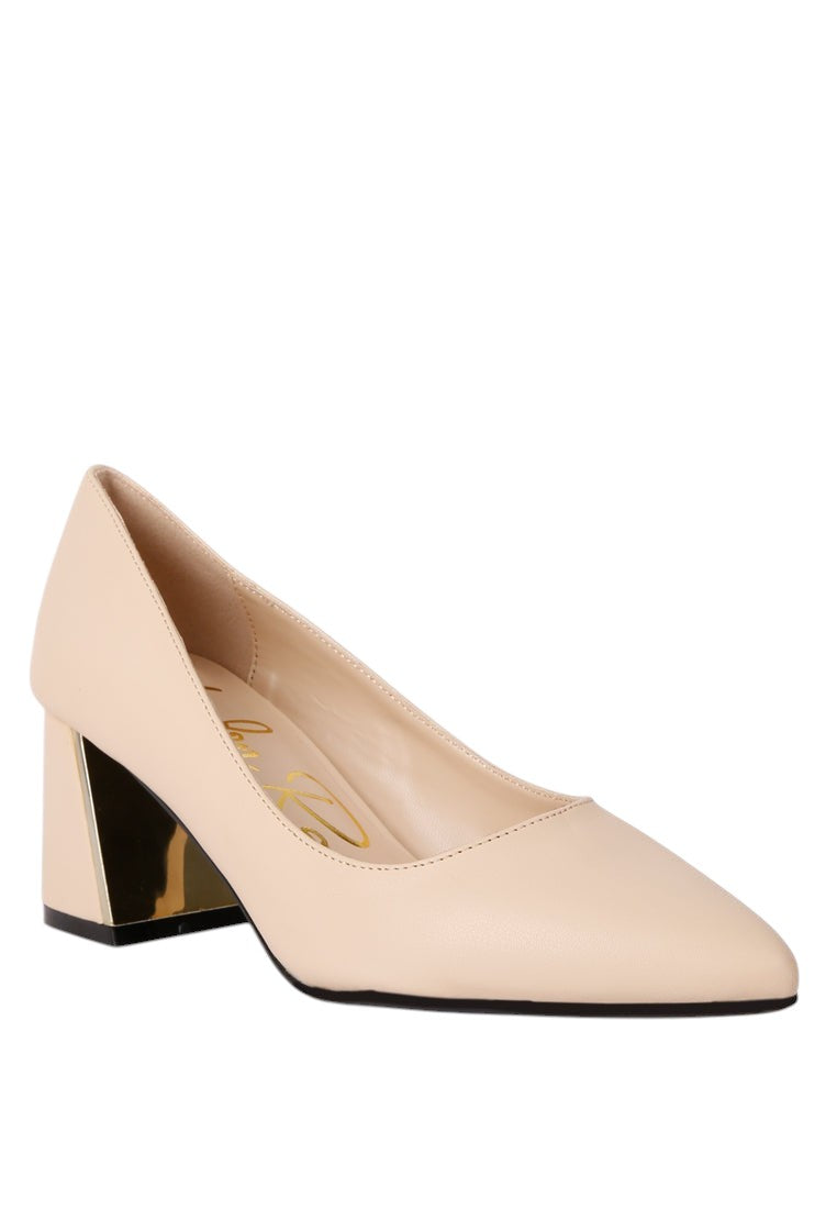 Casey Metallic Detail Block Heel Pumps
