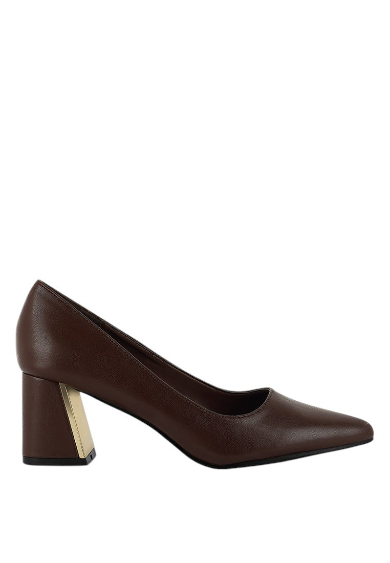 Casey Metallic Detail Block Heel Pumps