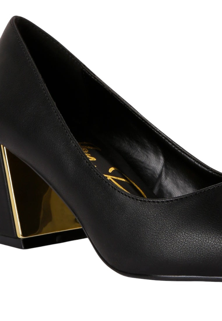 Casey Metallic Detail Block Heel Pumps
