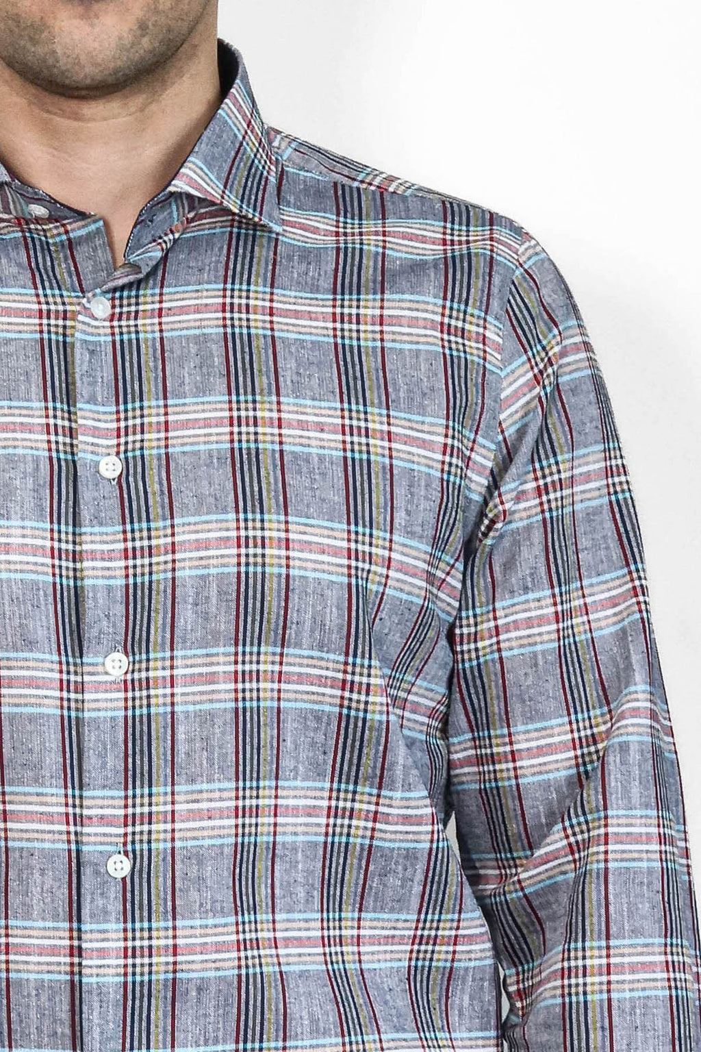 Casual Blue Plaid Shirt – full look view