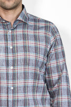 Casual Blue Plaid Shirt – full look view