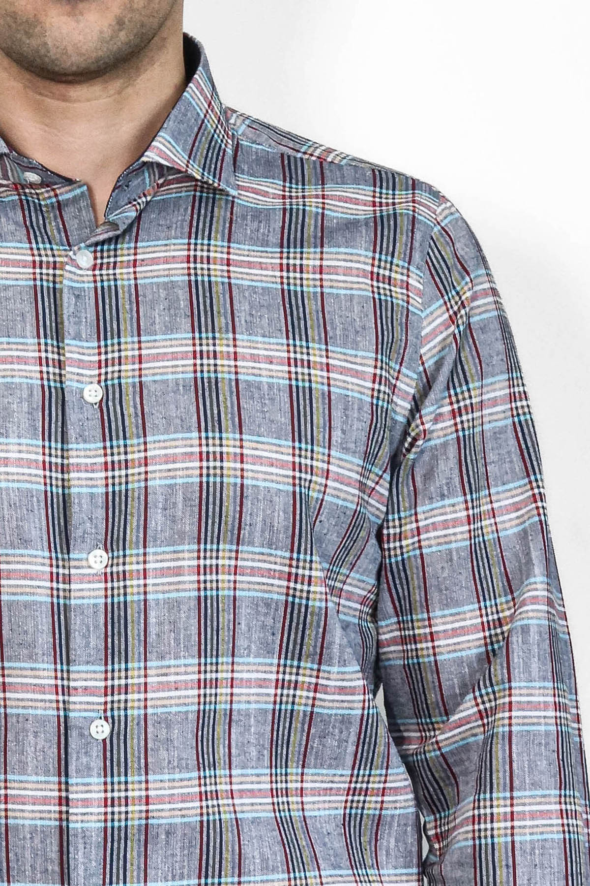 Casual Blue Plaid Shirt – full look view