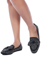 Rag Company Women's Casual Bow Loafers in Black with Studded Detailing for Stylish Comfort