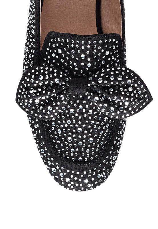 Rag Company casual bow loafers with sparkling rhinestone embellishments and a stylish bow detail