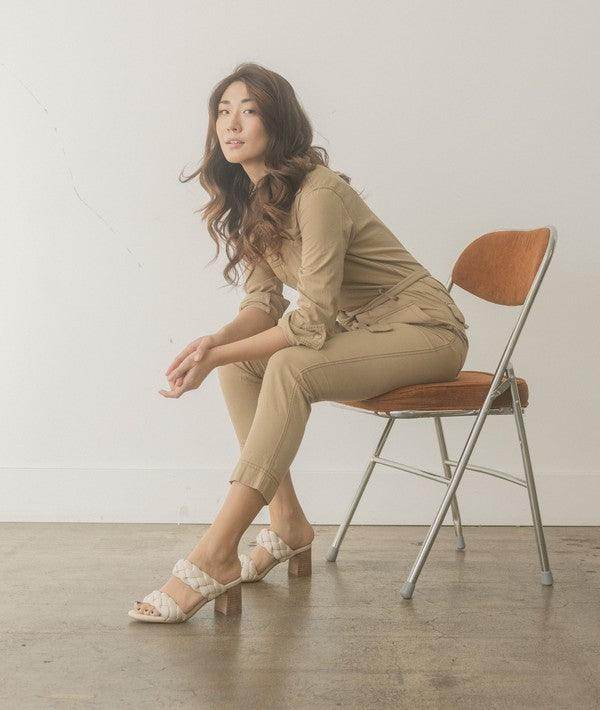 Women's casual braided heel sandals from Oasis Society styled with a chic outfit