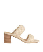 Oasis Society casual braided heel sandals in beige with two braided straps and a chunky heel