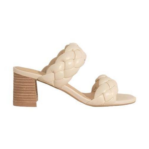 Oasis Society casual braided heel sandals in beige with two braided straps and a chunky heel