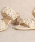 Oasis Society casual braided heel sandals in cream with thick woven straps and block heels