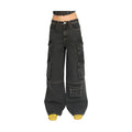 Emory Park casual cargo jeans in black with oversized pockets and wide-leg fit for a trendy, relaxed style