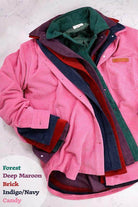 La Miel casual corduroy jacket in multiple colors including pink, green, and maroon for versatile styling