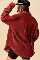 La Miel casual corduroy jacket in rust color with relaxed fit and stylish back design