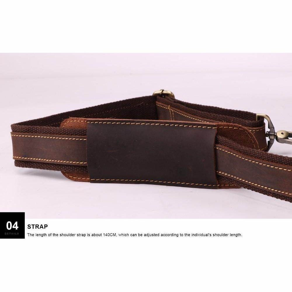 Adjustable shoulder strap for casual leather briefcase featuring sturdy construction and comfortable padding