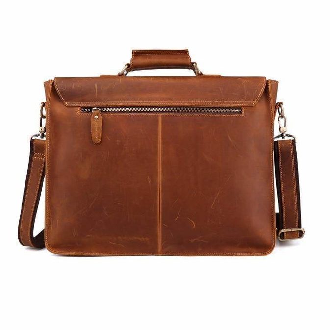 Casual leather briefcase by VacationGrabs with a stylish design and adjustable shoulder strap