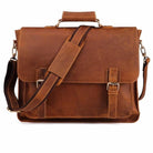 VacationGrabs casual leather briefcase with adjustable shoulder strap and sturdy handles