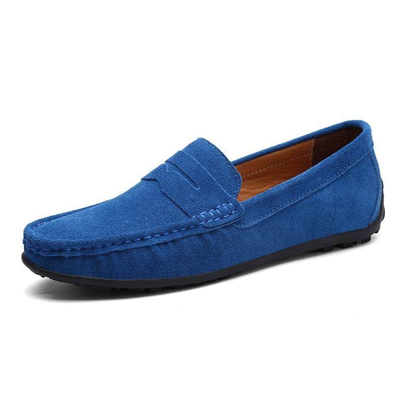 VacationGrabs Casual Leather Loafers in Blue for Stylish Everyday Wear