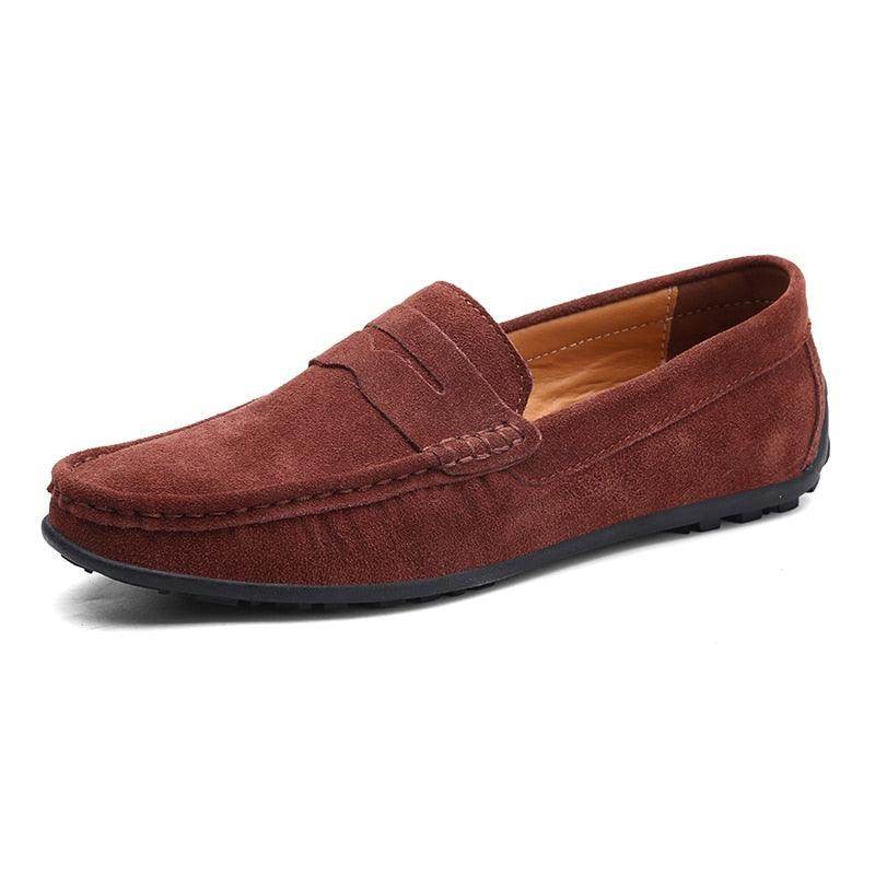 Men's casual leather loafers in brown suede for a stylish and comfortable look