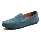 VacationGrabs casual leather loafers in blue with comfortable slip-on design for everyday wear