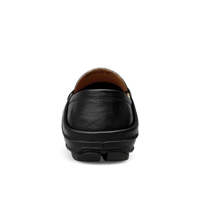 Back view of lightweight casual loafers for men from VacationGrabs in sleek black design