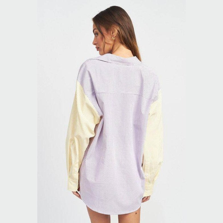 Emory Park casual loose fit shirt in striped design with contrasting sleeves for a relaxed look