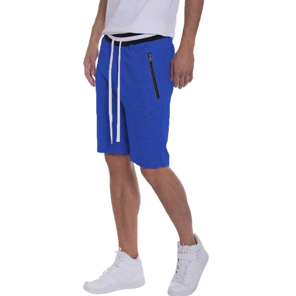 Casual mens blue shorts from VacationGrabs with side pockets and drawstring waistband