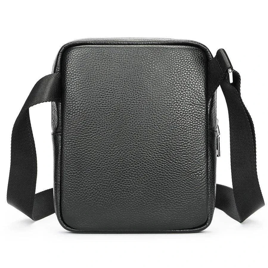 Casual Mens Small Shoulder Bag Genuine Leather in Black - VacationGrabs