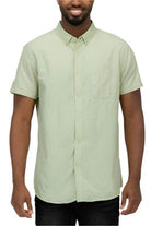 WEIV casual pastel shirts for men in light green with short sleeves and a front pocket