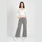 Emory Park women's casual plaid trousers in black and white with a relaxed fit and pockets