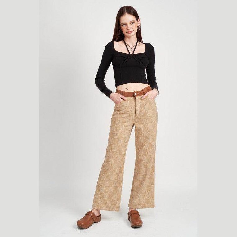 Emory Park Women's Casual Plaid Trousers with Wide Leg Fit for Comfortable Everyday Wear
