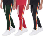 WEIV casual rainbow tape sweatpants in green red and black with white drawstrings and side rainbow stripes