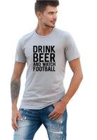 Ocean and 7th Casual Sports Fan Shirt in Gray with Drink Beer and Watch Football Print