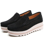 VacationGrabs casual suede leather shoes with perforated design and comfortable platform sole