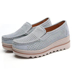 VacationGrabs casual suede leather shoes in light blue with breathable perforations for comfort