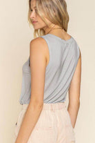 POL Women's Casual Summer Knit Top in Light Gray with a Relaxed Fit and Sleeveless Design