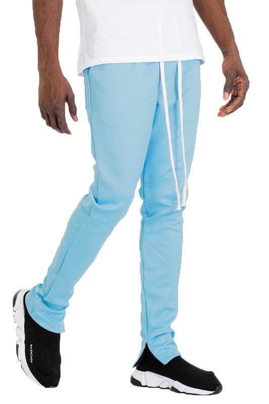 Light Blue WEIV Men's Joggers featuring a slim fit, perfect casual track pants for travel