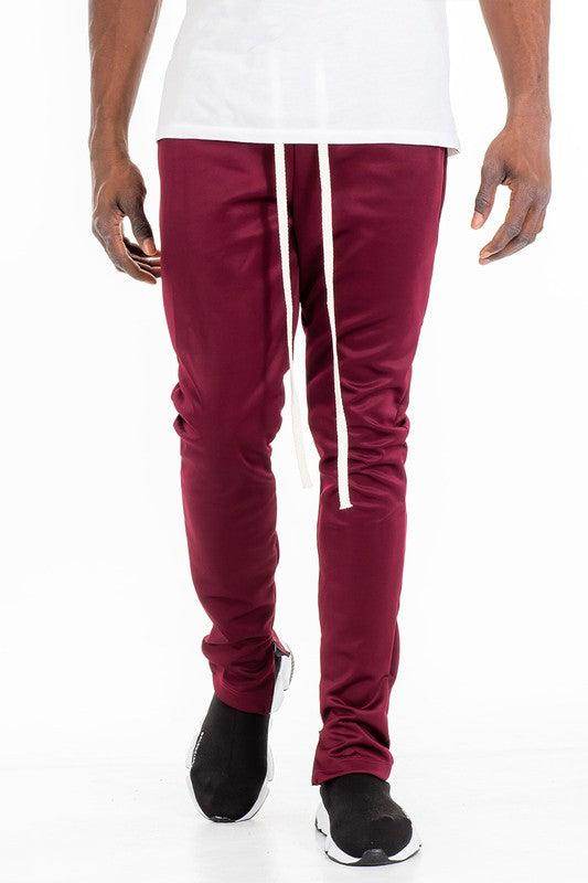 WEIV Men's Joggers in Burgundy, stylish and comfortable casual track pants for travel