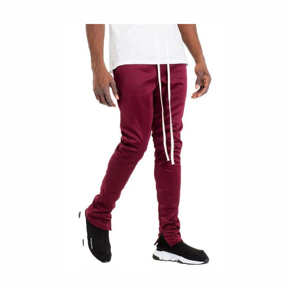 WEIV Men's Joggers in Burgundy, stylish casual track pants for travel with a comfortable fit