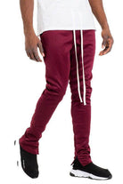 WEIV Men's Joggers in Burgundy, stylish casual track pants for travel with a comfortable fit