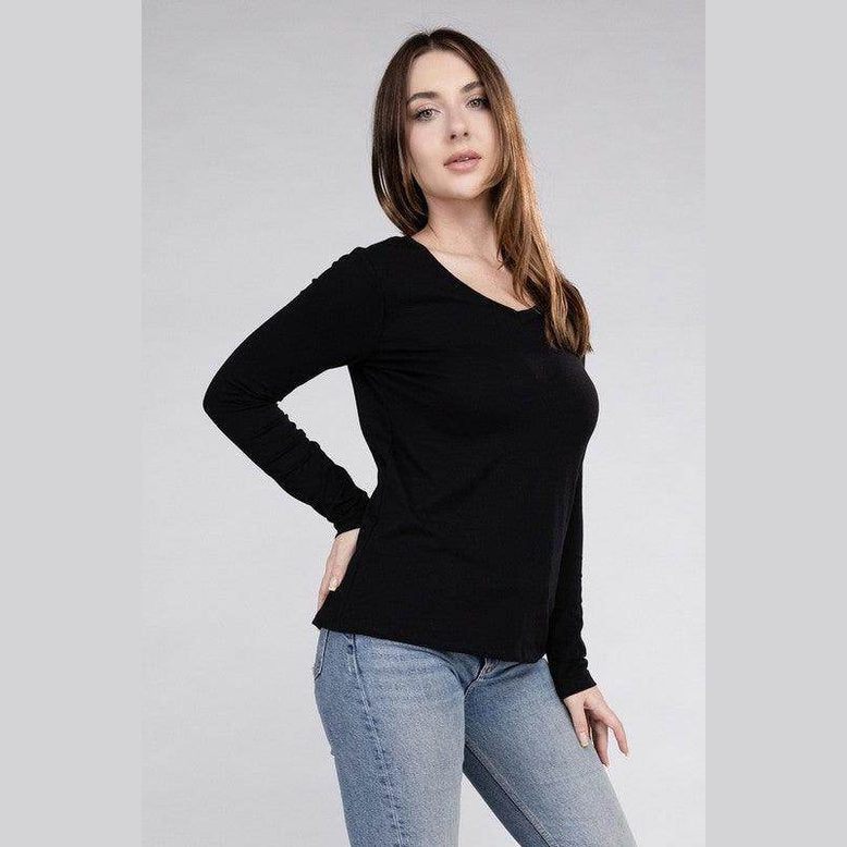 ZENANA Women's Long Sleeve Black Shirt, a stylish casual travel top for women