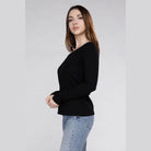 ZENANA Women's Black Long Sleeve Shirt, a stylish casual travel top for women