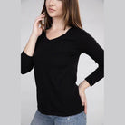 ZENANA women's black long sleeve top, a perfect casual travel top for women, ideal for comfort on the go